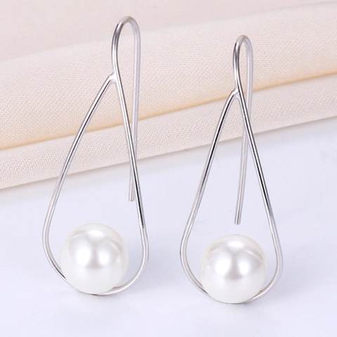 Französischer Stil 925 Sterling Silber Ohrringhaken Mit Muschelperle Tropfen Geometrischer Minimalistischer Schmuck Für Frauen
