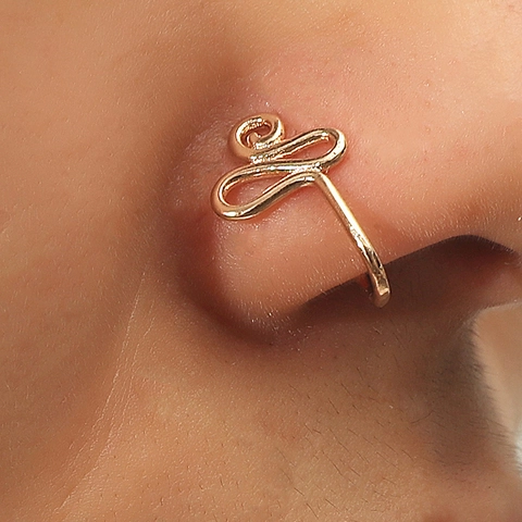 Punk Metal U-Shaped Non-Pierced Nose Ring Exaggerated Twisted Spiral Nose Cuff For Women Men Fashion Body Jewelry Gift