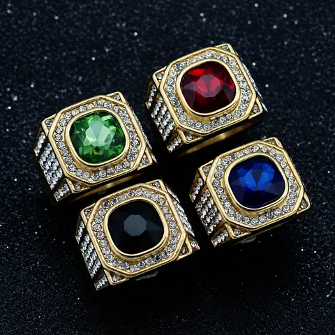 Herren Ring Quadratischer Edelstein 316 Edelstahl Pave Zirkon Hip Hop Streetwear Retro Siegelring Mode