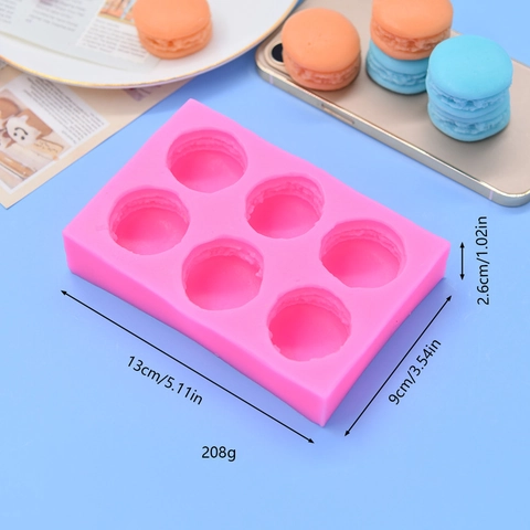 Macaron Shape Silicone Mold Multi Cavity Food Grade DIY Baking Tool For Cake Soap Candle Clay Pink Round