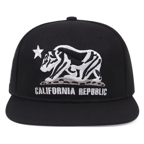 Cappello Snapback California Republic Ricamo Orso Stella Tesa Piatta Twill Cappello Da Baseball Hip Hop Regolabile Protezione Solare