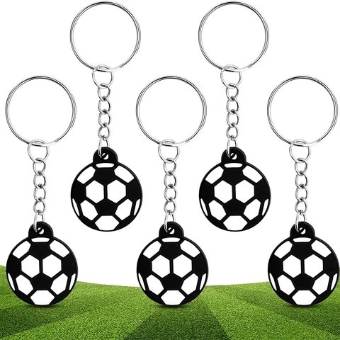 Portachiavi Palla Sportiva PVC Morbido Calcio Basket Baseball Rugby Ciondolo Per Fan Regali Di Festa Decorazione Zaino