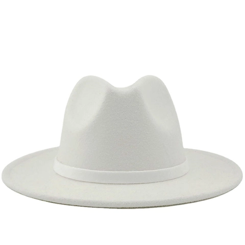 Wide Brim Fedora Hat Polyester Felt Flat Brim Jazz Cap Classic Retro Vintage Elegant For Women And Men Versatile Style