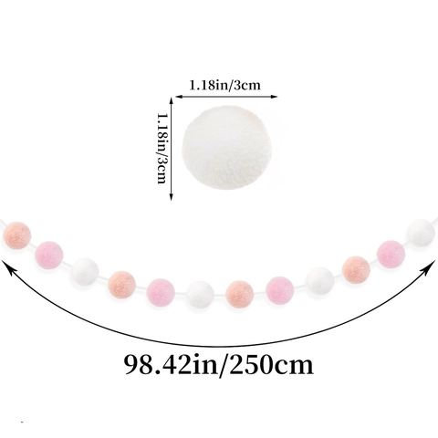 Guirlande De Pompons En Peluche Ronde Bannière En Polyester Colorée Pour Anniversaire D'enfants Fête Des Mères Décoration De Chambre