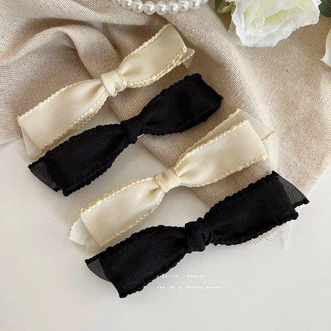 Pinzas Para El Cabello Elegantes Con Lazo De Cinta Borde Ondulado Horquillas De Tela Estilo Francés Para Mujeres