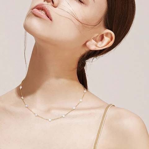 925 Sterlingsilber Süßwasserperle Halskette Für Damen Minimalistisch 6mm Naturperle Choker Halskette Verstellbar Schmuck Geschenk