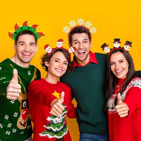 Cerchietto di Natale Cappello da Elfo Corna di Renna Fiocco di Neve Pupazzo di Neve Albero Paillettes Accessori per Feste