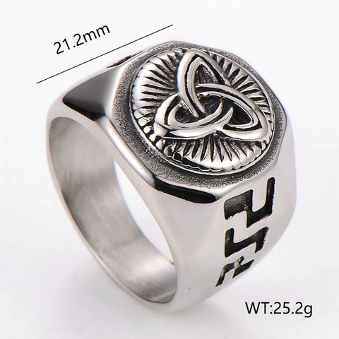 Men Retro Punk Ring 304 Stainless Steel Celtic Knot Triquetra Carved Hip Hop Viking Style Jewelry