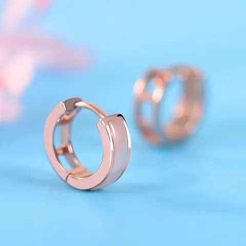925 Sterlingsilber Roségold Hohl Geometrische Ohrringe Für Damen Minimalistische Rosa Muschel Inlay Ohrenschnalle Schmuck