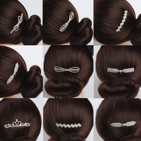 Elegante Pettine per Capelli in Lega con Strass per Donna Accessori per Capelli da Sposa Matrimonio Fiocco Corona Design Floreale Gioielli con Cristalli Luccicanti