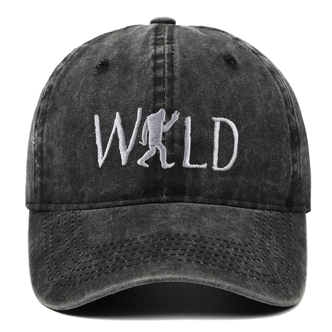 Washed Cotton Baseball Cap Vintage Distressed Wild Letter Bigfoot Embroidery Adjustable Casual Dad Hat Unisex