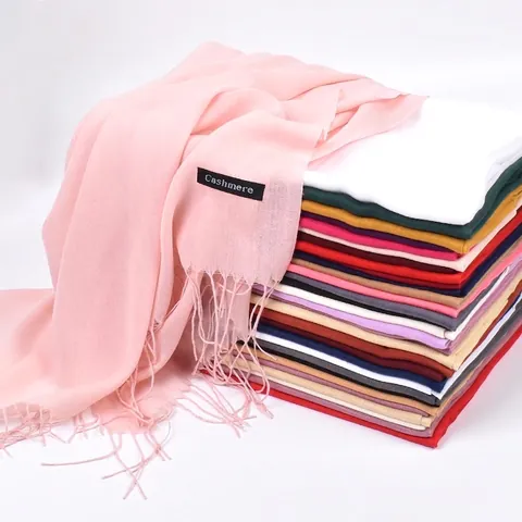 Solid Color Tassel Scarf For Women Men Soft Warm Polyester Winter Scarf Long Wrap Shawl Elegant Autumn Winter Neck Wear