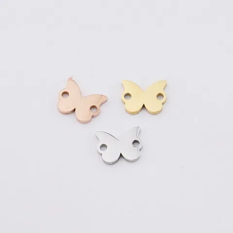 Schmetterling Anhänger 304 Edelstahl Doppel Loch Verbinder DIY Schmuckherstellung Spiegel Poliert Minimalistisch Charm