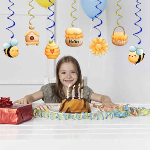 Decorazioni Per Feste Di Compleanno Tema Ape Carta Banner Cupcake Toppers Spirali Appese Nido D Ape Per Bambini Baby Shower
