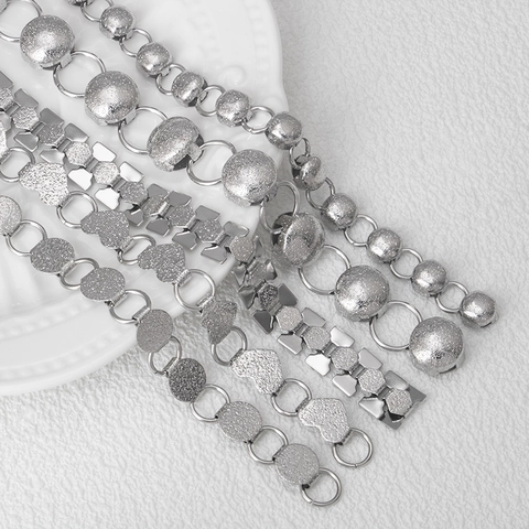 DIY Jewelry Making Chain Stainless Steel Frosted Matte Heart Bead Geometric Link For Necklace Bracelet Bag Craft