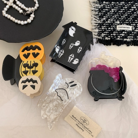 Halloween Acetat Haarklammer Lustige Geist Kürbis Spukhaus Hexe Kessel Haargreifer Für Damen Mädchen Party Haarschmuck