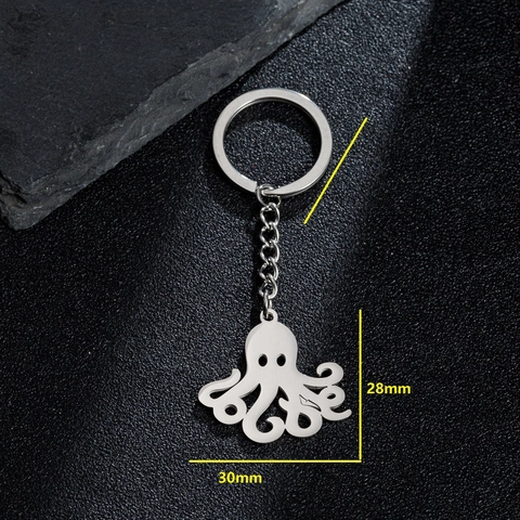 Llavero De Pulpo De Acero Inoxidable Colgante De Animal Marino Accesorio De Metal De Moda