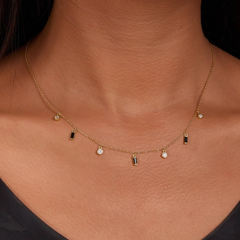 925 Sterling Silver Geometric Zirconia Pendant Necklace For Women Elegant Gold Plated Square Round Tassel Clavicle Chain Jewelry