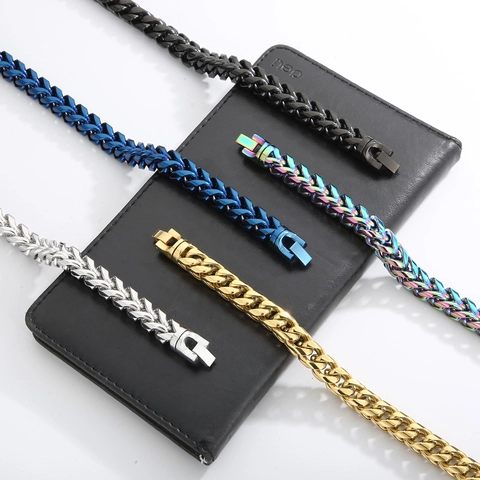 Pulsera Para Hombre De Acero Inoxidable Cadena De Quilla Franco Estilo Punk Joyería De Moda Metal Galvanizado