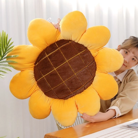 Sunflower Shaped Plush Cushion Pillow Elastic Velvet Soft Rabbit Fur Fabric Home Office Chair Decor Floor Seat Pad