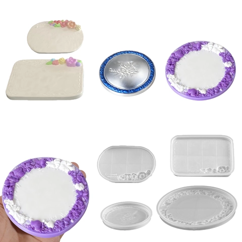 Siliconen Vorm Voor DIY Dienblad Onderzetter Reliëf Bloemen Kant Roos Patroon Rond Rechthoek Vormen Hars Epoxy Ambacht