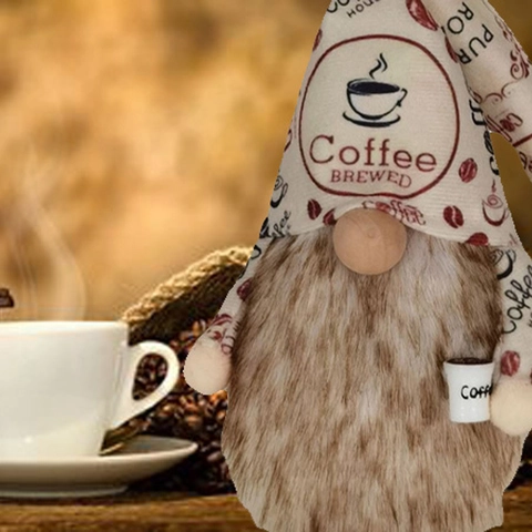 Gnomo Del Caffè Bambola Di Peluche Tomte Nordico Senza Volto Decorazione Per Bar Fatta A Mano Tessuto Pelliccia