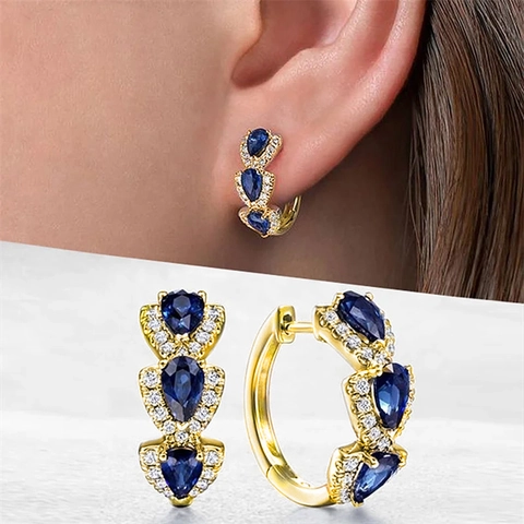 Hoop Ohrringe Messing Zirkonia Birnenschliff Wassertropfen Elegant Vintage Mode Luxusschmuck Für Damen