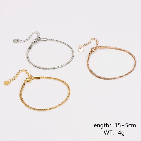 Bracciale A Catena Di Grano Minimalista Acciaio Inossidabile 304 Elegante Gioielli Di Moda Di Alta Qualità Donne