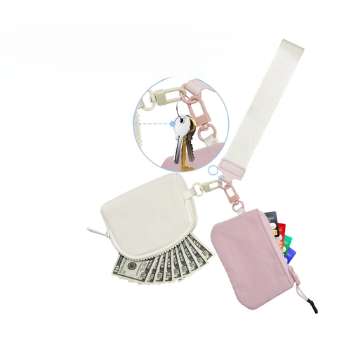 Multifunctional Waterproof Nylon Wrist Bag Double Pouch Mini Coin Purse And Card Holder Portable Travel Sporty Wallet