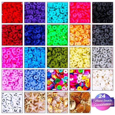 DIY Jewelry Making Polymer Clay Heishi Beads Letter Beads Alloy Ocean Charms For Bracelet Necklace Crafting Bohemian Style