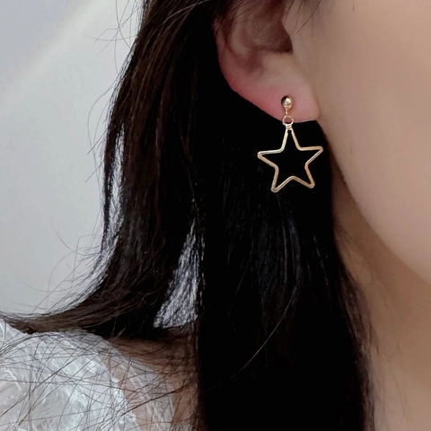 Minimalistische 925 Sterling Zilveren Ster Oorknopjes Voor Dames Hol Pentagram Ontwerp Goud Zilver Vergulde Sieraden