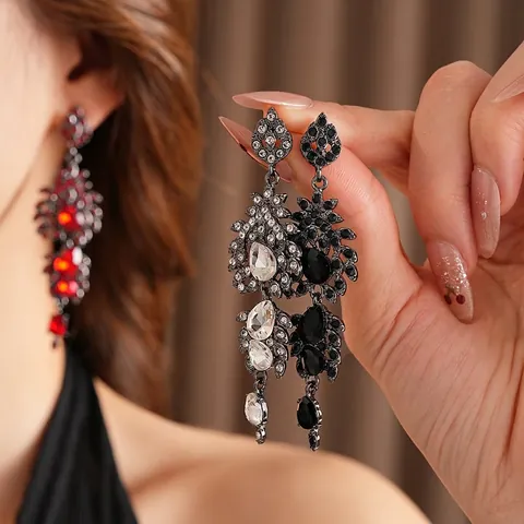 Vintage Wassertropfen Ohrhänger Mit 925 Sterling Silber Ohrstecker Legierung Strass Luxus Retro Schmuck Für Frauen