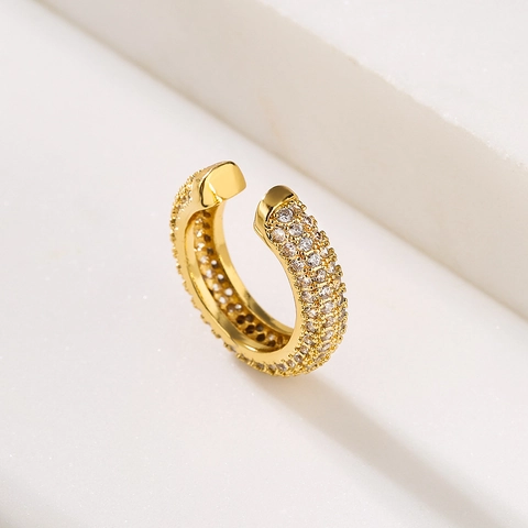 Orecchini Ear Cuff Zirconia Placcato Oro Rame Forma U Senza Buco Gioielli Per Donna Minimalista
