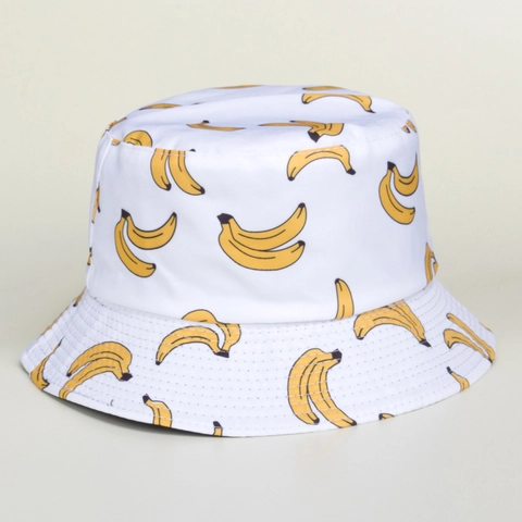 Banaan Print Katoen Vissershoed Zonbescherming Japans Casual Fris Outdoor Zomer Pet Voor Mannen Vrouwen Opvouwbare Zonnehoed