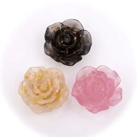 Rose Flower Charms Resin Gold Foil Embedded Transparent Colorful DIY Jewelry Making Craft Decoration Accessories