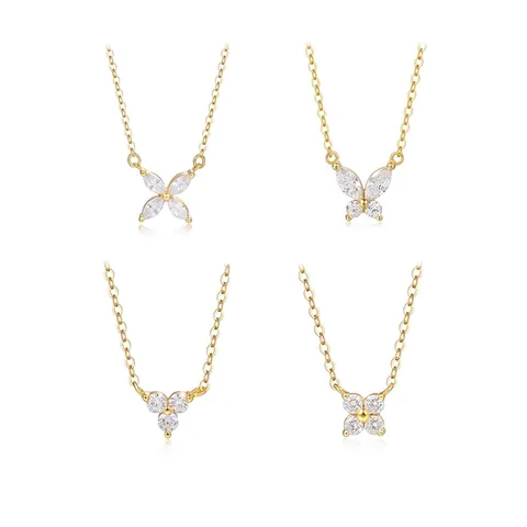 925 Sterling Zilveren Ketting Vlinder Klaver Hanger Met Zirkoon Elegante Sieraden Voor Dames