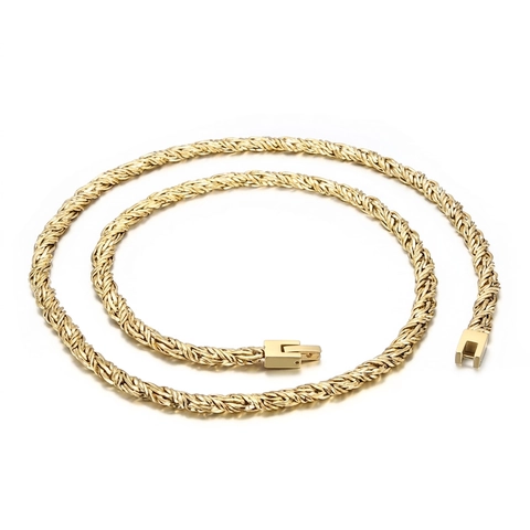 Collar De Cadena De Cuerda De Acero Inoxidable Para Hombre Hip Hop Trenzado Estilo Punk Minimalista Con Cierre Cuadrado