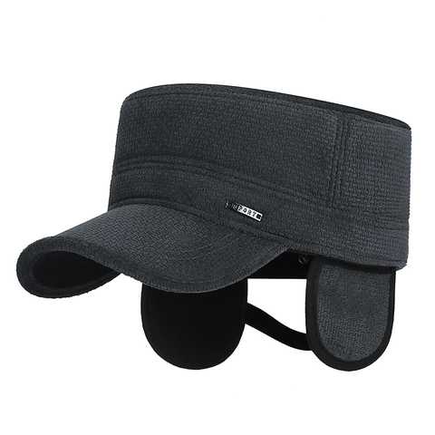 Gorra Cadet De Invierno Para Hombre Forro Fleece Cálido Grueso Sombrero Plano Con Orejeras Ocultas Ajustable Aire Libre Deporte Casual
