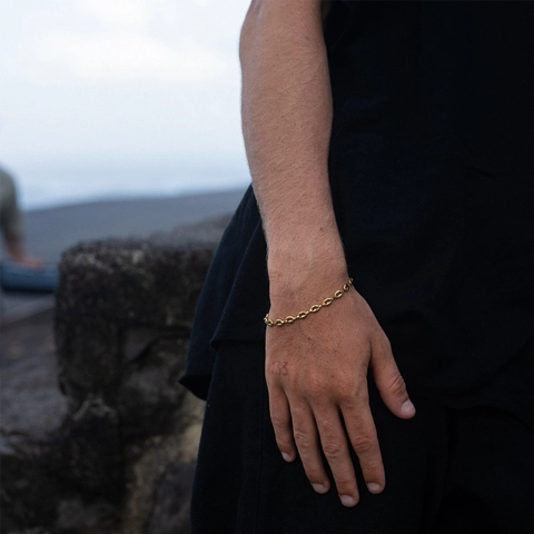 Mariner Link Chain Bracelet 18K Gold Plated Stainless Steel Geometric Minimalist Hip Hop For Men Women Adjustable