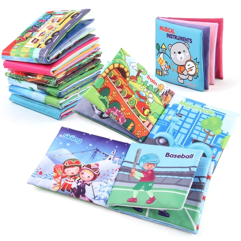 Livres en Tissu Doux pour Bébé Éducation Précoce Anglais Papier Bruissant Jouet Lavabile Résistant aux Déchirures Livre Sensoriel pour Nourrissons