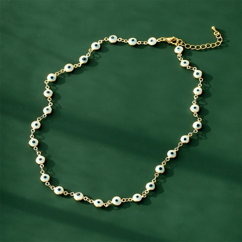 Evil Eye Anhänger Halskette Kupfer Vergoldet Zirkon Emaille Türkischer Nazar Charm Ins Stil Schmuck Für Damen Mädchen