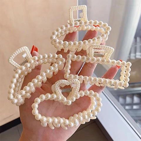 Eleganti Fermagli Per Capelli In Resina Con Künstliche Perle Artificiali E Molla In Metallo Molletta Geometrica Antiscivolo