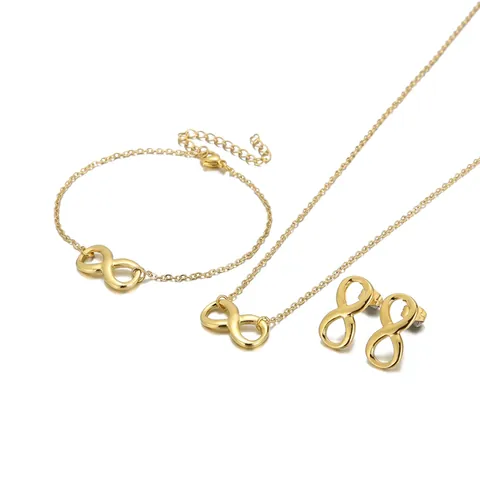 Infinity Necklace Bracelet Stud Earrings Stainless Steel Jewelry Elegant Minimalist Luxury Clavicle Chain For Women