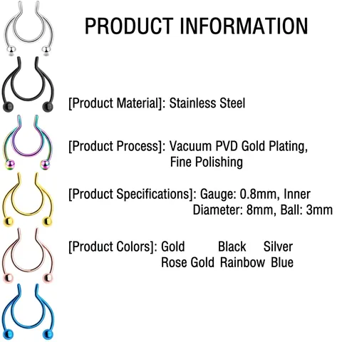 Edelstahl Septum Nasenring U-förmig Hufeisen Piercing Schmuck Doppelball Ende Minimalistisch Körperschmuck Für Herren Damen