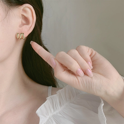 Orecchini A Cerchio Triplo Cerchio Minimalisti Geometrici Rame Con Perno In Argento Sterling 925 Per Donna