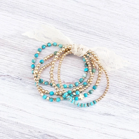 Turquoise Beaded Bracelet Cross Pendant 18K Gold Plated Brass Beads Bohemian Ethnic Jewelry For Women Elegant Accessory