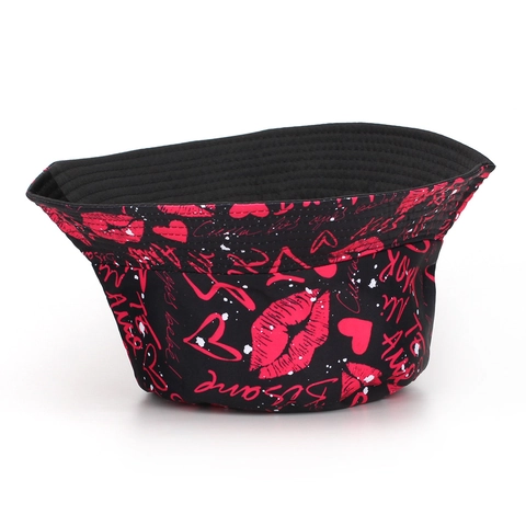 Chapeau Bob en Polyester Imprimé à la Mode pour Hommes Femmes Protection Solaire Extérieure Respirante Pare-soleil Chapeau Avec Motif de Coeur Lèvres Tour Style de Rue Voyage Chapeau de Pêcheur Personnalisé