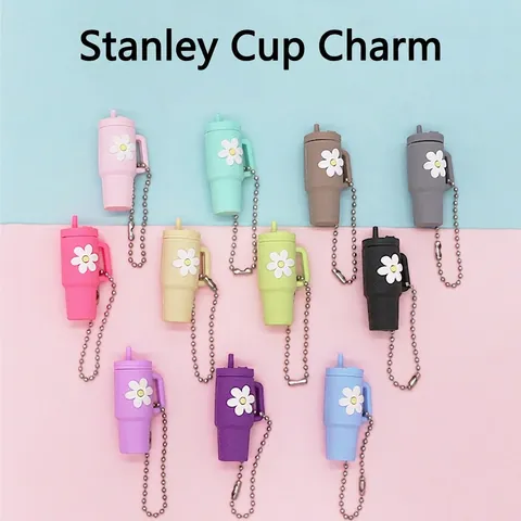 Mini Becher Schlüsselanhänger PVC Weichgummi Silikon Gänseblümchen Schmetterling Süßer Taschenanhänger Rucksack Deko