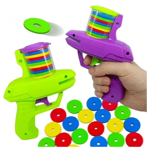 Fliegender Scheibenwerfer Spielzeug UFO Karotten Pistole Manuell Kunststoff Bunte Weiche EVA Scheibe Interaktiver Sport Outdoor Geschenk