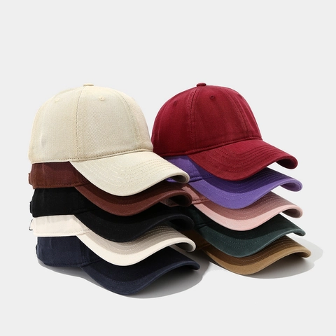 Cappello Da Baseball Vintage Cotone Lavato Corona Morbida Regolabile Protezione Solare Retro Colore Solido Per Uomo Donna